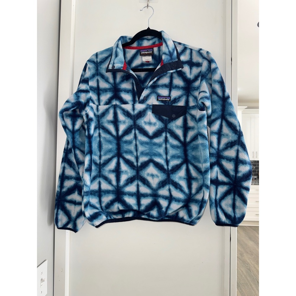 Patagonia Synchilla Snap-T Fleece Pullover Women S Blue Geometric Tie Dye 25455